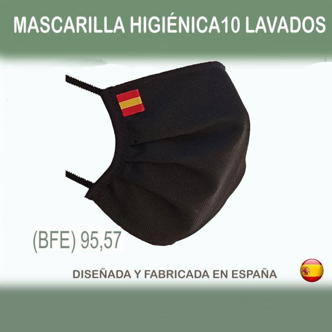 Mascarilla higiénica reutilizable certificada por Aitex para 10 lavados con bandera españa