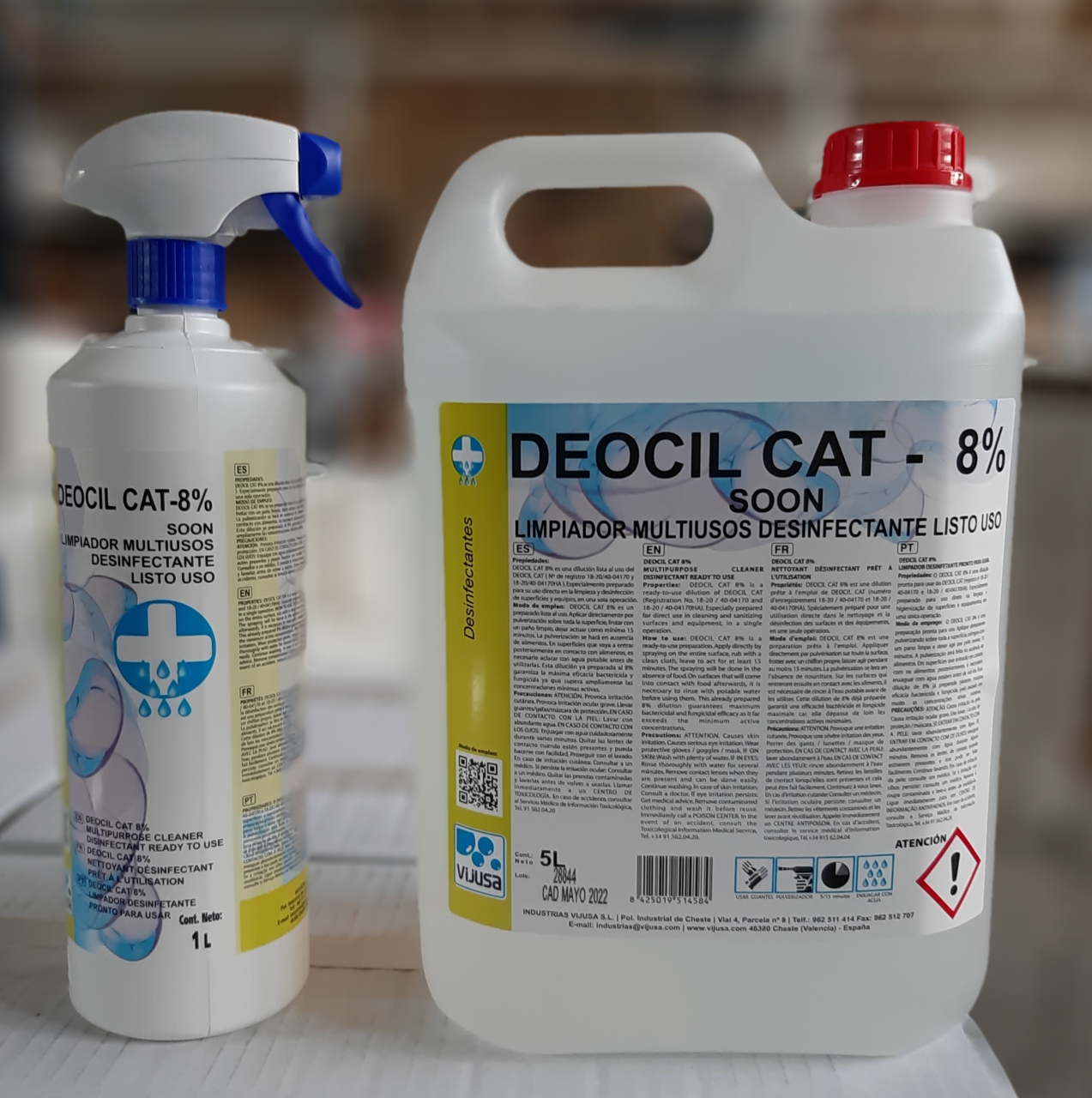 Deciol cat 8- soon limpiador multiusos desinfectante listo uso(virucida,bactericida,fungicida)