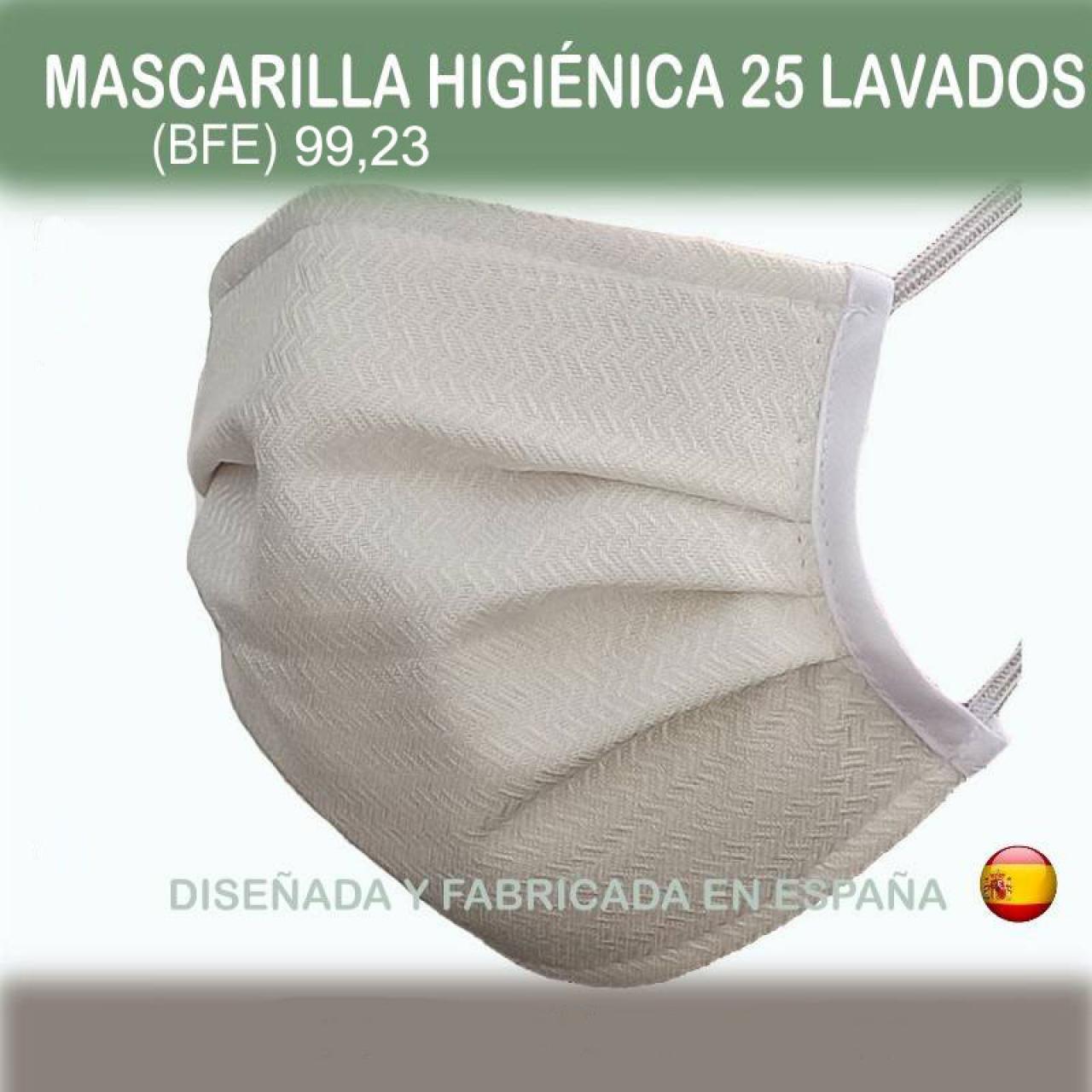 Mascarilla higiénica reutilizable certificada por Aitex para 25 lavados